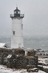 Portsmouth Harbor Lighthouse Tower in Snowstorm